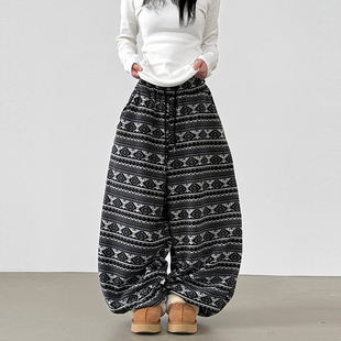 wide jogger 长裤 ethnic unisex fleece pants 韩代25 banding