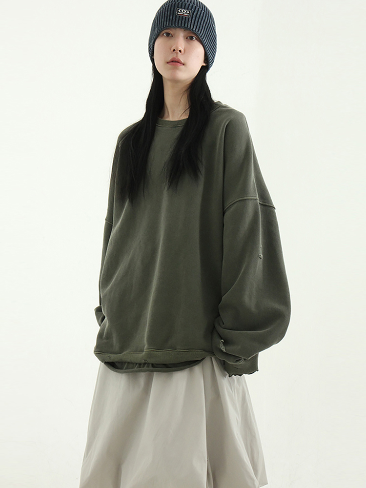 Localmansion韩代做旧破洞卫衣