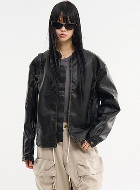 韩国代购Raucohouse Bangor vintage washed leather jacket 夹克