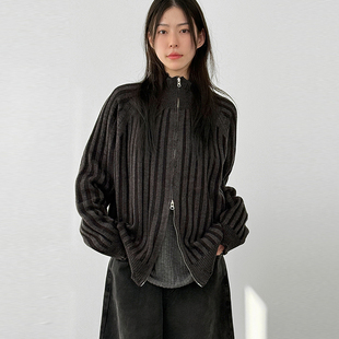 zip damage 破洞针织开衫 unisex knit 2way golgi 韩代25F