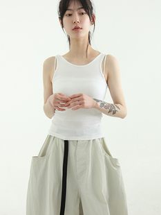 round neck mild 韩国代购 top sleeveless 设计师基础背心 24S
