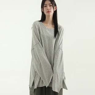 oversize silket 开叉长袖 25F T恤 unisex tee 韩国代购 long