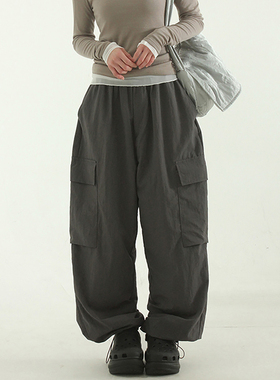 韩代23F/W paper cargo string banding pants(unisex)尼龙工装裤