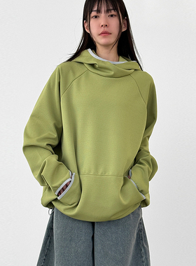 韩代26hand warmer napping-lined raglan hoody(unisex)加绒帽衫