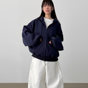 韩国代购 26A hood rough zip balloon unisex 外套 拉链帽衫