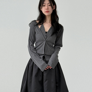 halter neck 开衫 25F 上衣 cardigan长袖 golgi 韩国代购 layered