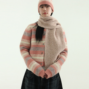 24F 设计师款 muffler 复古竖纹针织围巾百搭休闲 golgi 韩国代购