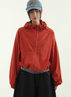 韩国代购25A/W grid pattern paper cropped wind jacket 夹克