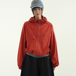 韩国代购25A/W grid pattern paper cropped wind jacket 夹克
