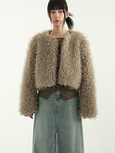 fluffy lined fur jacket 蓬松毛夹克女 韩国代购 设计师款 fleece