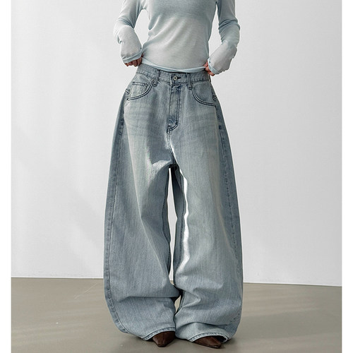 Localmansion韩代宽松水洗牛仔裤