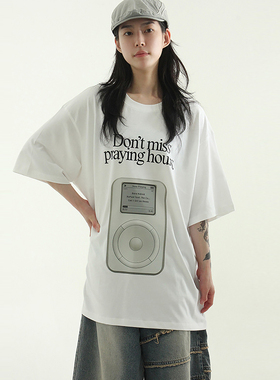 韩国代购25S/S praying printed cotton half tee(unisex)印花T恤