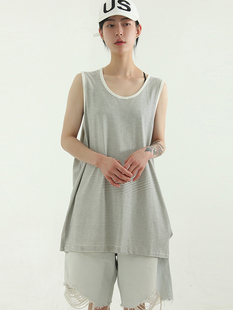 cotton 条纹背心 stripe sleeveless tee 韩国代购 unisex 23S