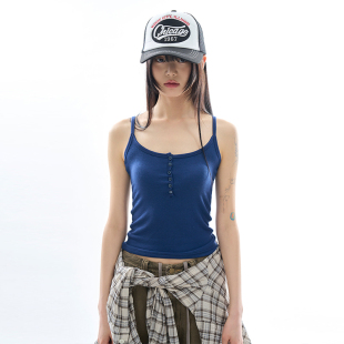 韩国代购Raucohouse Zelia henley ribbed top 基础打底吊带背心