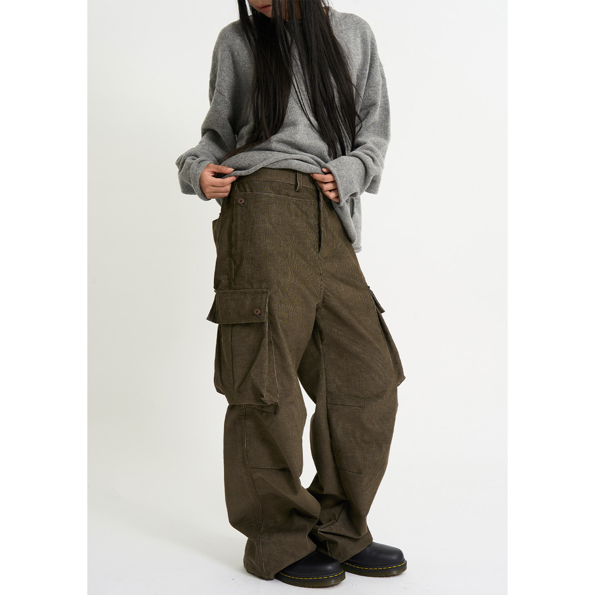 韩代Raucohouse Harbor corduroy cargo pants 灯芯绒工装长裤女