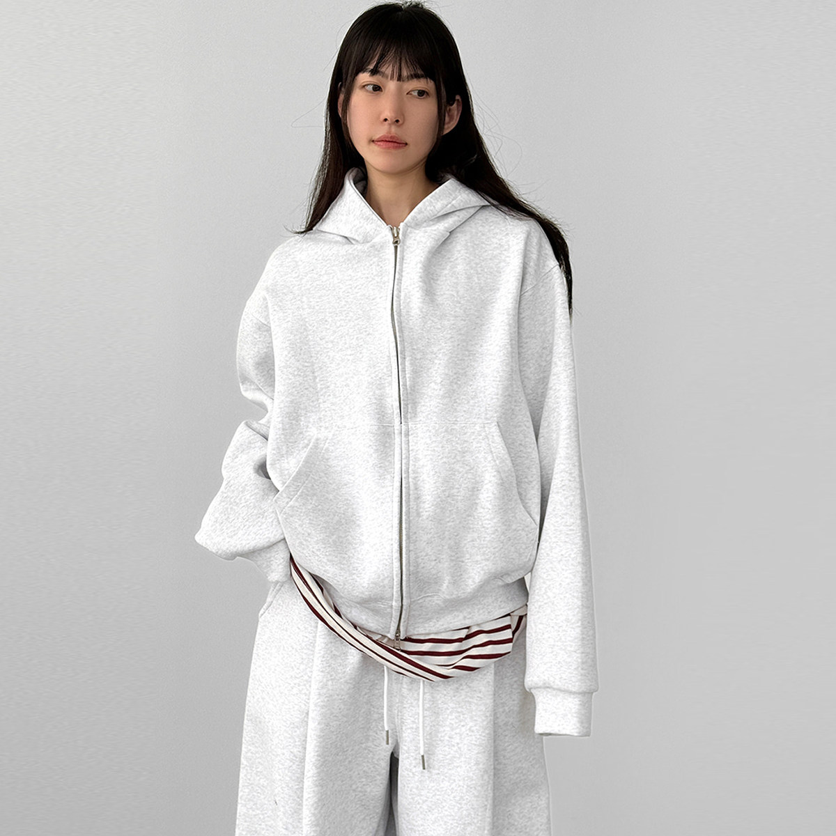 韩代26 cotton 2way cropped hood zip-up (unisex)拉链帽衫外套