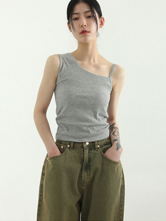 golgi sleeveless top不对称吊带背心内搭女 unbalanced 韩国代购