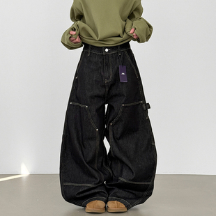 denim rivet 牛仔裤 unisex pants faded non fatigue 韩代26A