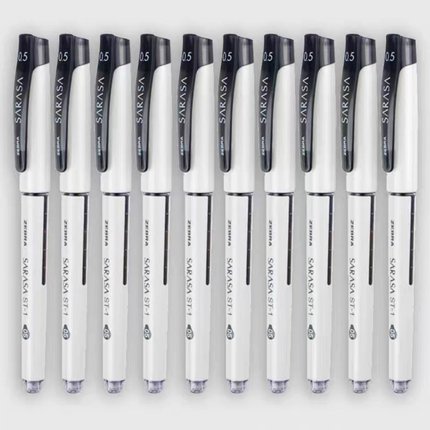 日本ZEBRA斑马中性笔ST1盖帽签字笔JJZ58考试黑水笔0.5黑白杆JJ15