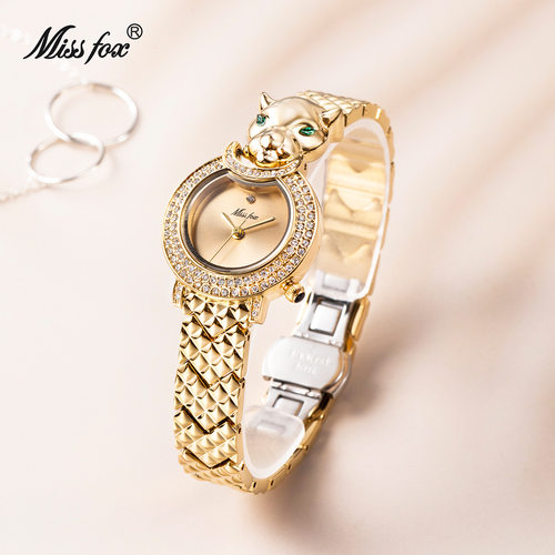 女士手表正品设计感豹子小表盘手