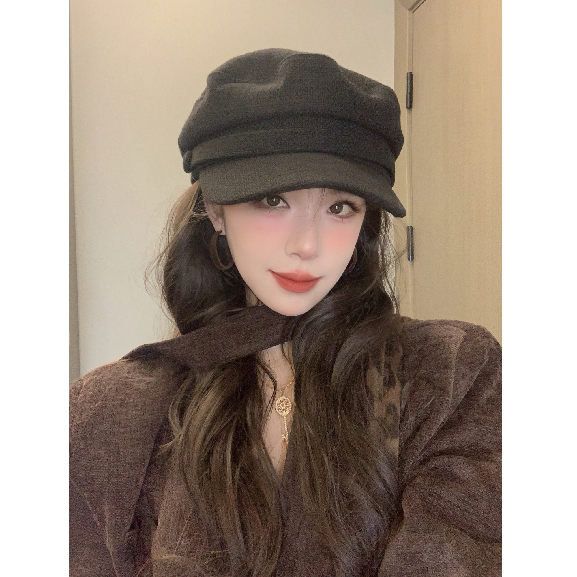 贝雷帽女款秋季休闲英伦风画家帽复古鸭舌八角帽平顶时尚报童帽潮