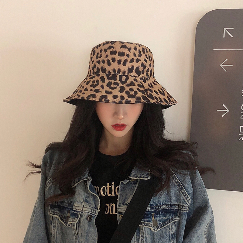 券后22.00元ins新 春夏豹纹渔夫帽女日系双面盆帽出游时尚百搭韩版文艺遮阳帽