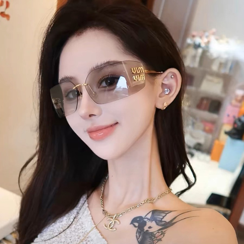 网红无框金属字母墨镜防风时尚