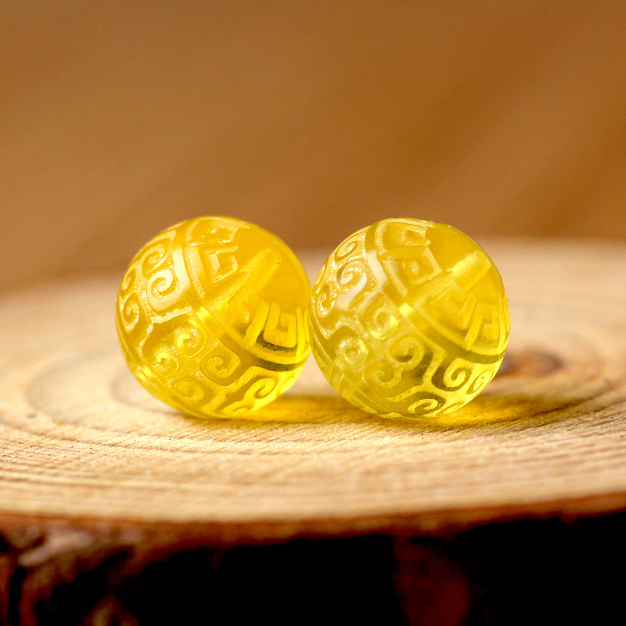 天然蜜蜡单颗金珀回纹珠子琥珀手串散珠子配饰配件隔珠蜜腊配珠桶