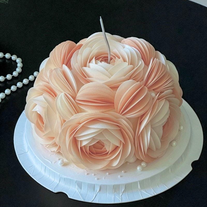 网红糯米纸彩色成品玫瑰花灯笼果生日蛋糕可食用摆件烘焙甜品装饰