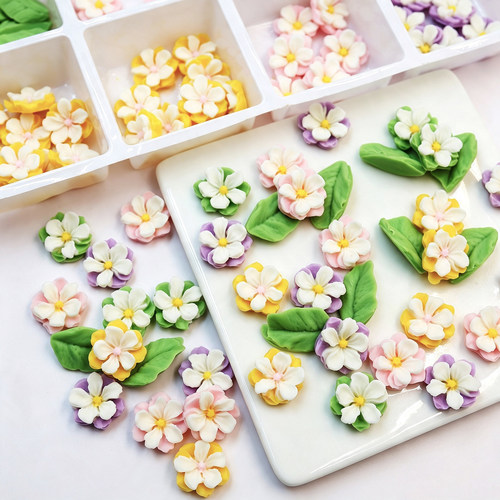 立体花朵巧克力烘焙装饰品彩色DIY蛋糕装饰独立包装甜品花型配件