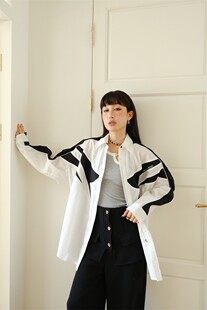 丿未 PUREVENUS 黑白长袖宽松爪牙衬衣秋新品News潮牌集合店