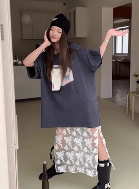 NEWS潮牌设计师YANAG宽松幸运抽纸盒灰色短袖T恤女24秋冬新款