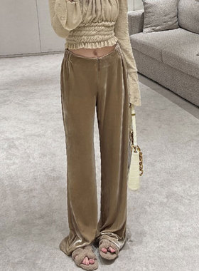 现货e go stude go stud 秋季宽松阔腿松紧腰辣妹丝绒长裤运动休