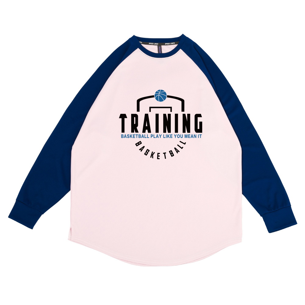 美式篮球训练服长袖T恤圆领拼色