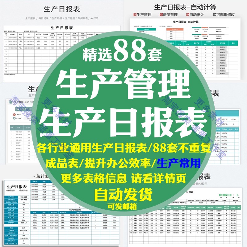 生产管理生产日报表格模板车间工厂公司每日周产线记录量订单质量