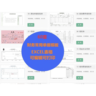 财务会计单据excel模板电子版费用差旅报销记账凭证收据支出表格