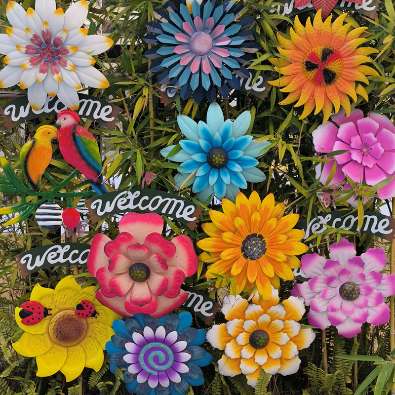 田园风格花朵向日葵太阳花蜜蜂铁艺挂饰户外欢迎门牌墙面装饰摆件,家居饰品,户外/庭院摆件,淘宝优惠券,粉丝福利购,淘宝优惠卷