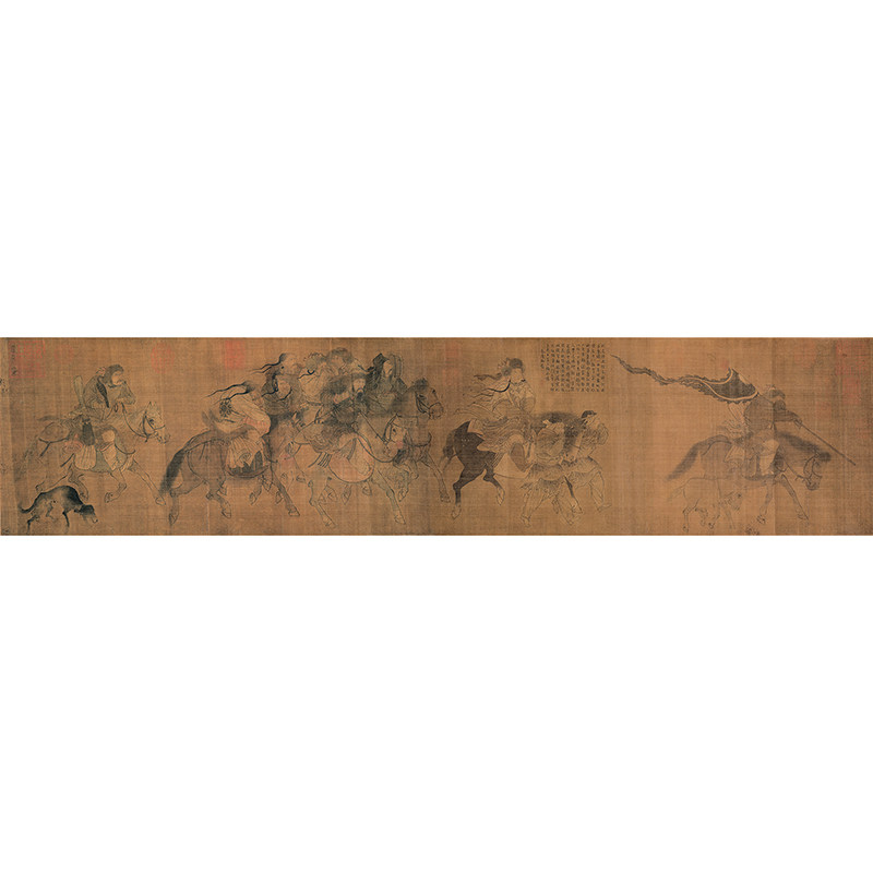 张瑀 文姬归汉图30x132 横版人物古画装饰画心国画画芯名画
