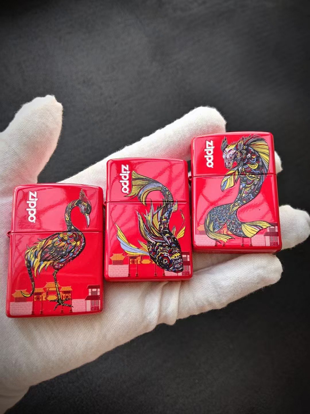 木易正版zippo收藏级中国风山海经3枚一套纪念包装钢琴漆工艺