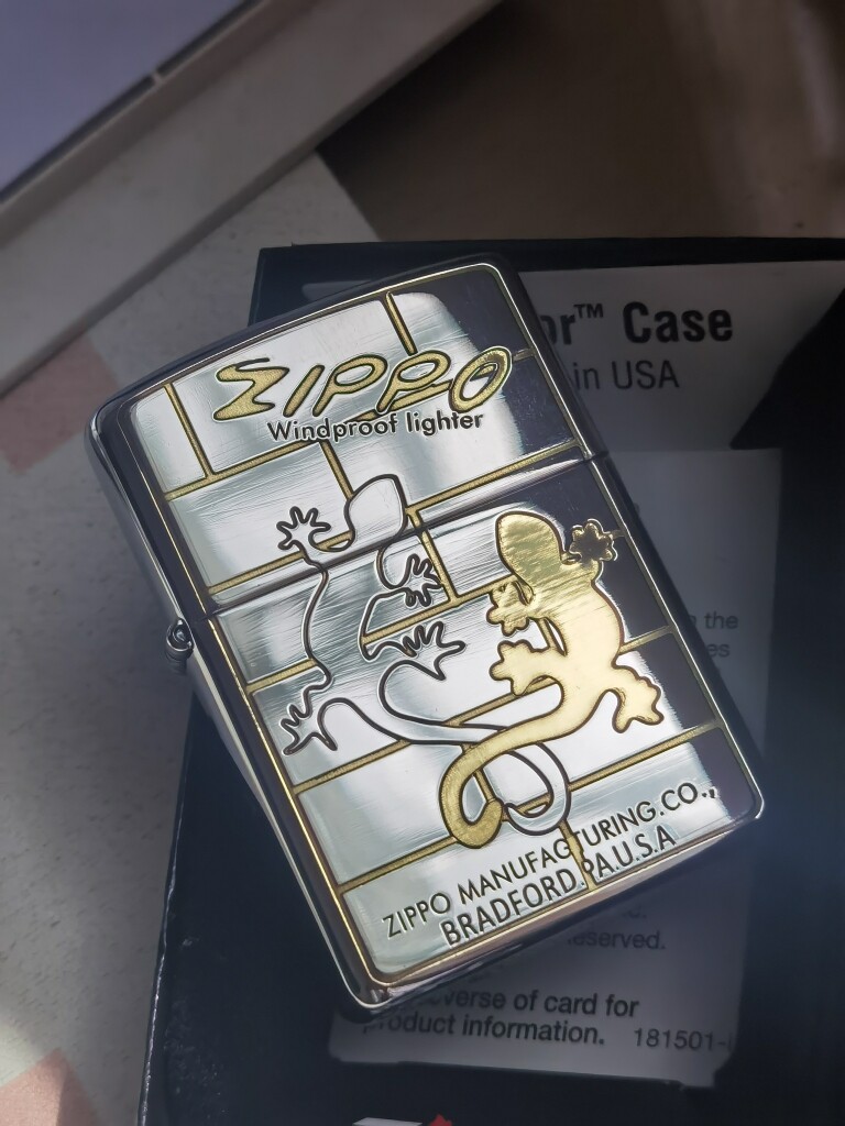 木易Zippo神兽店167盔甲双色庇护壁虎男士煤油正品礼物双面深雕