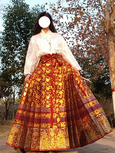 龙年马面裙明制汉服满地金日常春天定制大码胖MM200斤可穿