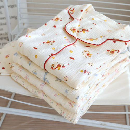 绉布月子服春秋夏季薄款产后纯棉孕妇长袖哺乳加肥怀孕期家居服