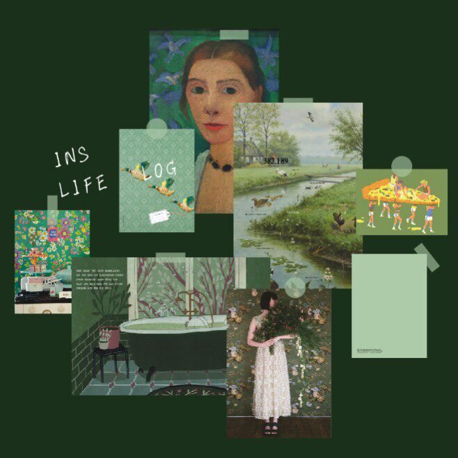 北欧色系ins风生活日志简约墙贴 手帐大尺寸拼贴素材卡片贴纸贴画