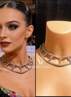 源美舞服 拉丁舞仿奥钻项链 专业黑池比赛成人国标摩登吊坠脖饰