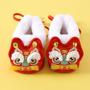 新款软底刺绣虎头棉鞋男女宝宝步前鞋婴幼儿满月百天周岁抓周鞋