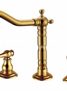 钛金三孔 双把三件套分体双把面盆龙头全铜台盆转动龙头30625实拍