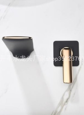 玫瑰金+黑暗装龙头黄铜单把入墙式瀑布墙出冷热台上盆30289实拍