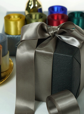 礼物包装丝带拉花彩带黑金红色缎绸带情人节蝴蝶结礼品盒装饰织带