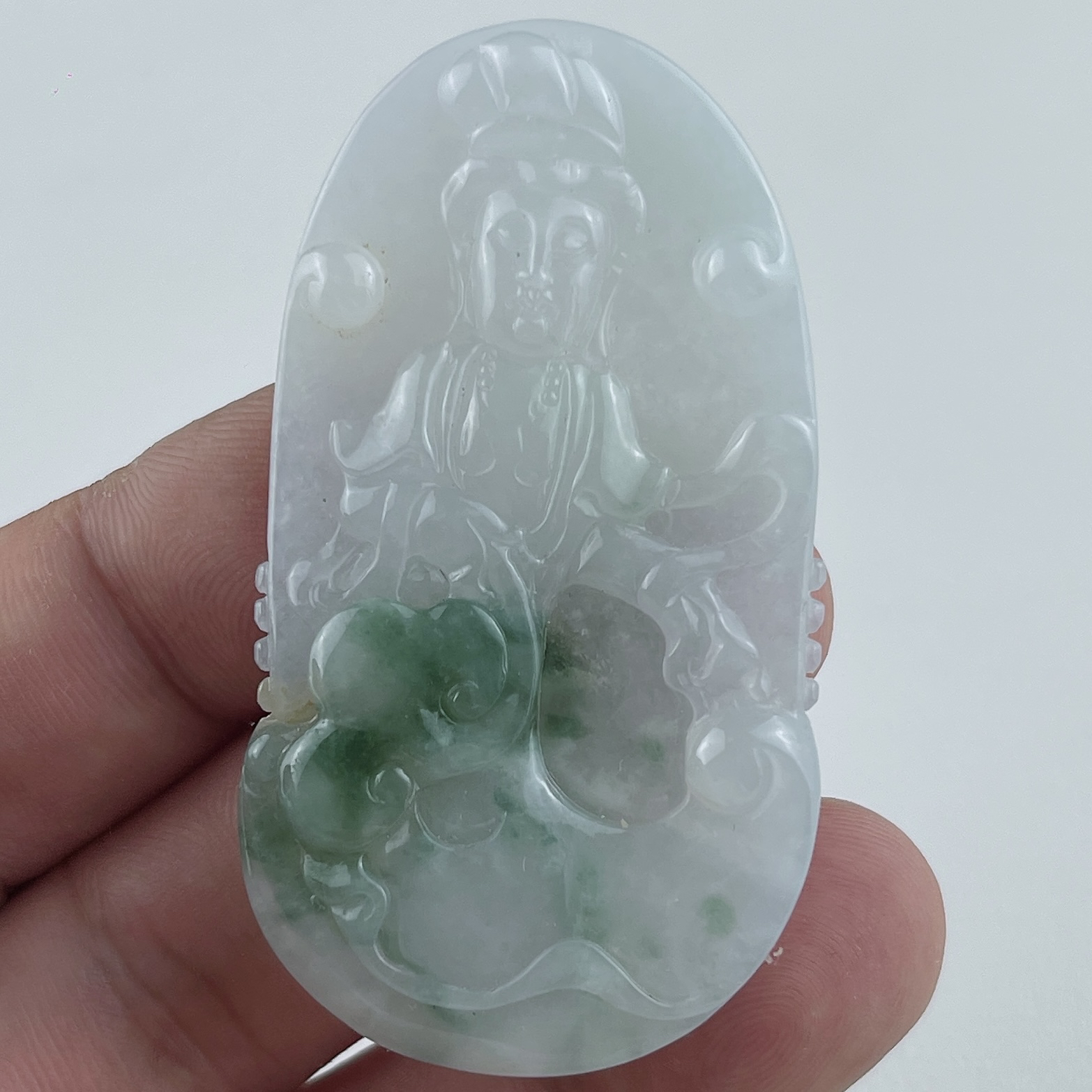 正品缅甸天然翡翠a货高冰种飘花满绿观音菩萨玉挂牌男款吊坠