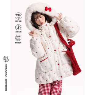 甜鱼少盐[甜心泡芙]爱心刺绣羽绒服女2025新款冬季短款小个子外套